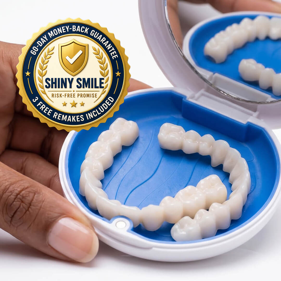 Shiny Smile Veneers, Custom-Molded Snap-On Set