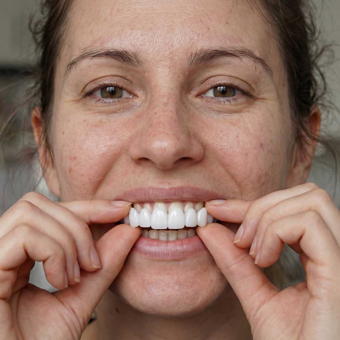 Shiny Smile Veneers, Custom-Molded Snap-On Set